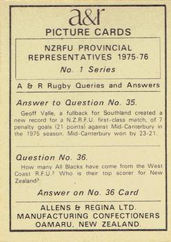 1976 Allens & Regina NZRFU Provincial Union Representatives #35 Gene Thomsen Back